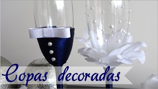 DECORACIÓN DE COPAS PARA BODA  PRIMER BRINDIS [upl. by Alhahs]