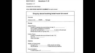 Enquiry About Booking Hotel Room For Event  IELTS Listening Module [upl. by Gitel]