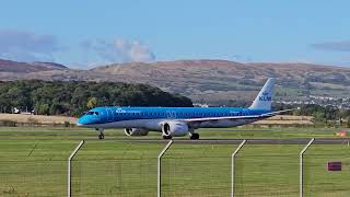 KLM Embraer E195E2 PHNXJ Operated by KLM Cityhopper arriving in Glasgow from Amsterdam aviation [upl. by Cassie]