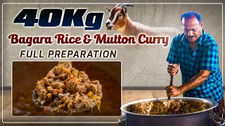 BAGARA RICE 40 KG  40kg MUTTON CURRY  Preparation in telugu  Food on farm [upl. by Nnaitak]