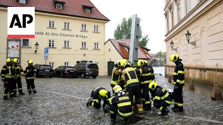 Prague prepares for potential flooding as heavy rains forecast [upl. by Demahom]