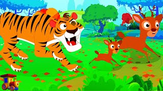 Tiger Save Your Life Animals Animated Cartoon Song for Kids by Ben The Train [upl. by Aneelahs828]