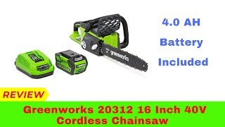 Greenworks 20312 Cordless Chainsaw Reivew 2019  16 Inch 40V [upl. by Yesnyl]