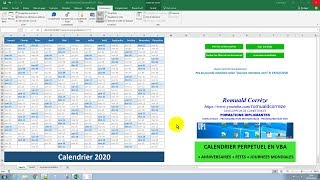 ExcelVBA Evènements dans calendrier perpétuel en VBA [upl. by Nnyladnarb643]