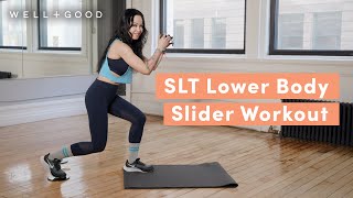 15 Minute SLT Slider Workout for Legs and Glutes  Trainer of the Month Club  WellGood [upl. by Alul]