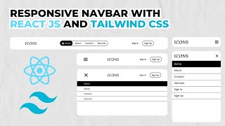 Membuat Responsive Navbar dengan React JS dan Tailwind CSS Monokrom Navbar Black and White Navbar [upl. by Urbai]