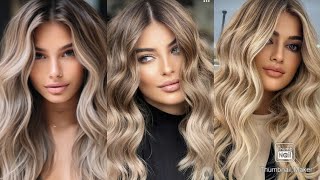 Gorgeous Blonde Highlights on dark brown hair color style blonde viral highlights [upl. by Etac]