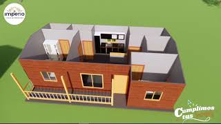 casa prefabricada de 1 nivel 3D 60m2 [upl. by Hebert17]