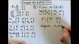 Inverse dune matrice 2x2  un exemple avec deux méthodes  GaussJordan et système linéaire [upl. by Akissej]