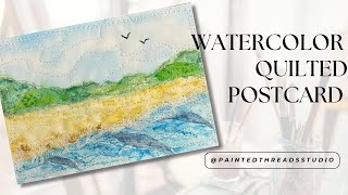 Painting a watercolor quilted postcard [upl. by Romanas651]