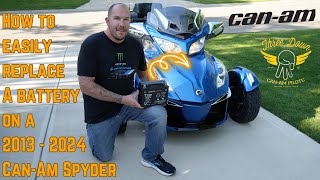 How to replace the battery on a CanAm Spyder 20132024 [upl. by Dole165]