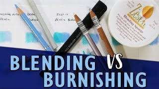 BLENDING VS BURNISHING  How To Blend Coloured Pencils  Tutorial [upl. by Adnilav]