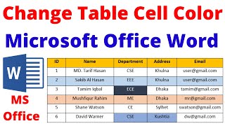 How to Change Microsoft MS Office Table Cell Color Row Column Color  Change Table Background Color [upl. by Punak]