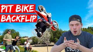 Crazy Pit Bike BACKFLIP Backyard pit bike riding with Tanner Fox [upl. by Nebeur]