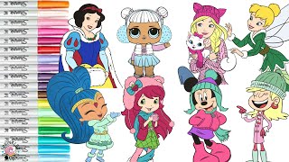 Coloring Book Compilation for Kids Disney Princess Tinker Bell LOL Surprise Barbie The Loud House [upl. by Dagley]