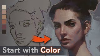 How to Start a Digital Portrait Painting in Color [upl. by Hillell]