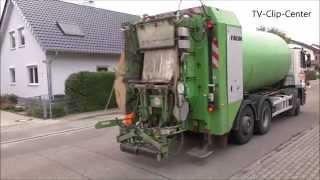 Müllabfuhr leert Mülleimer  Trommel  Garbage Truck at work in Germany [upl. by Polish]