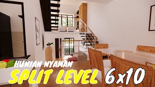 DESAIN RUMAH SPLIT LEVEL 6x10 [upl. by Aicilehp]