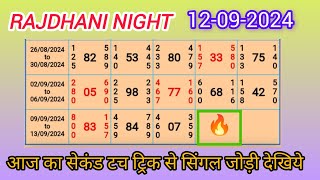 Rajdhani Night Today  12092024  Single Jodi Trick Today Satta Matka Kalyan Satta Today Open [upl. by Maribelle]