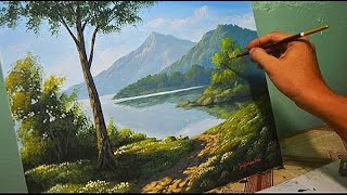 Acrylic Landscape Painting Lesson  Morning in Lake by JmLisondra [upl. by Miehar]