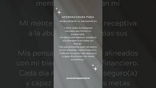 ✨Afirmaciones para Desbloquear tu Abundancia✨mentepositiva afirmaciones prosperidadfinanciera [upl. by Hallagan91]