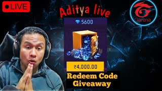 Free Fire Live Redeem Codes Giveaway For Subscribers 🤑🔥 adityalive [upl. by Sorvats]