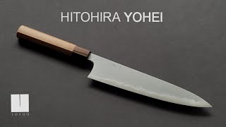 Hitohira Tanaka Yohei Blue 1 Kasumi Gyuto 240mm Cherry Wood Handle Saya [upl. by Anilec]