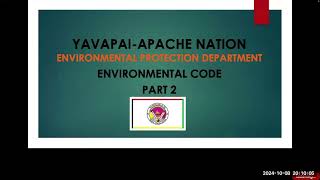 YavapaiApache Nation Environmental Code  2 [upl. by Arrio]