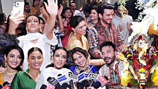 Arjun Bijlani Ganpati Aarti With Nia Sharma Ankita Lokhande Vicky Jain Kanika Mann Sana Makbul [upl. by Izy]