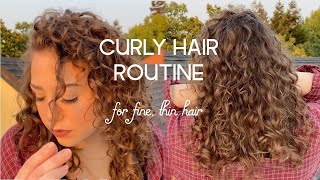 CURLY HAIR ROUTINE FOR FINE THIN HAIR FRIZZ FREE  h0ebart [upl. by Jandy718]