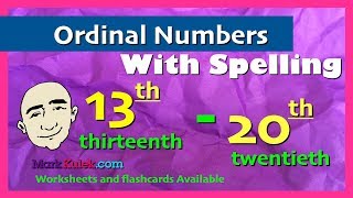 Ordinal Numbers  13th  20th with Spelling  English Speaking Practice  ESL  EFL [upl. by Tj]