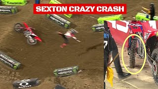 Chase Sexton Crazy Crash at Minneapolis  Supercross 2022 [upl. by Kentiggerma]