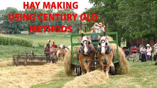 ANTIQUE Horse Drawn HAY MAKING Equipment at Work  Big Spring Farm Lancaster Countys AMISH LAND [upl. by Evadnee206]