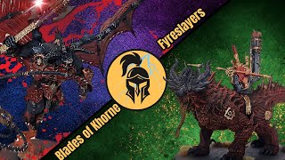 Age of Sigmar 4th Edition Battle Report Blades of Khorne Vs Fyreslayer [upl. by Donnelly]