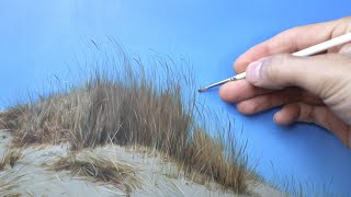 landscape painting  how to paint grass on a sandy dune [upl. by Ilecara]