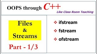 Files and Streams  Part13  ifstream fstream ofstream  OOPs in C  Lec42  Bhanu Priya [upl. by Akinar]