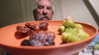 Air Fryer BBQ Chicken Thighsw Brussel Sprouts [upl. by Drawyeh]