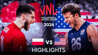 🇺🇸 USA vs POLAND 🇵🇱  Highlights  Mens VNL 2024 [upl. by Eelame881]