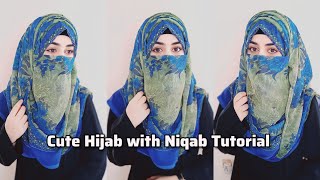 Comfortable Layered Hijab with Niqab Tutorial  Full Coverage Niqab Tutorial  zainab [upl. by Knarf]