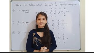 How to draw structure of Alkyne compound 1Hexyne 2Hexyne3Hexyne [upl. by Valerye]