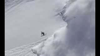 Skiers Epic Backflip Escaping Avalanche [upl. by Eerahc]