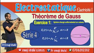 Théorème de Gauss champ créé par une sphère chagée uniformément exercice 1 série 4 [upl. by Yates]