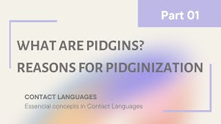 What are PIDGINS reasons for PIDGINIZATION Part 01 [upl. by Ilise839]