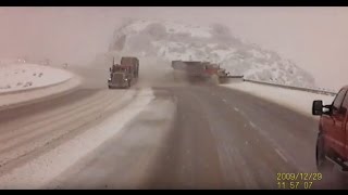 CRASH Semi forces snow plow in Utah off the road down a 300 foot embankment [upl. by Minnie]