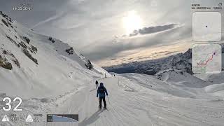 Skiing in Cervinia  from Colle Inf Cime Bianche to Valtournenche  Full descent from a beginner [upl. by Jehias]