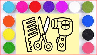 Sand painting Comb scissors hair dryer [upl. by Pozzy]