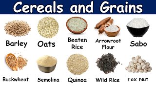 Cereals and Grains Name in English with Pictures  Grains Vocabulary  Cereals and Grains List [upl. by Tronna]