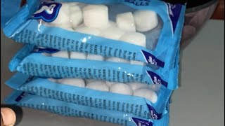 Unpacking new packs of Naphthalene balls 🩵⚪️😘asmr mothballs satisfying unboxing oddlysatisfying [upl. by Eidac669]