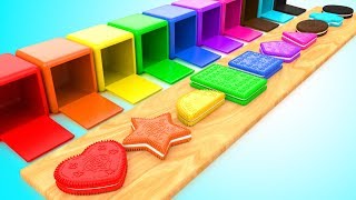 Shapes amp Colors for Children with Color Cream Biscuits Shapes 3D Kids Baby Learning Educational [upl. by Ecyarg590]