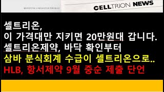 셀트리온 HLB 알테오젠셀트리온 이 가격대만 지키면 20만원대 갑니다삼바 분식회계 이슈수급이 셀트리온으로 오기를HLB 항서제약 9월 중순 서류 제출 단언 [upl. by Zingale910]